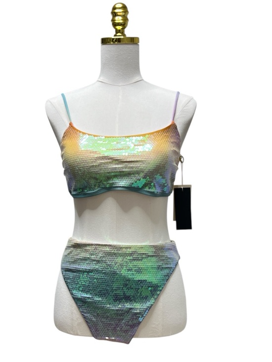 Gianni Bini Other - Gianni Bini & Dannijo Sequins Multicolor Bikini Top and High-Waist Bottom Sz L